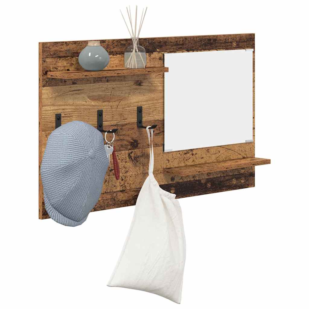 Porte-manteau mural avec étagère Bois ancien 90 x 10 x 50 cm - XIOS