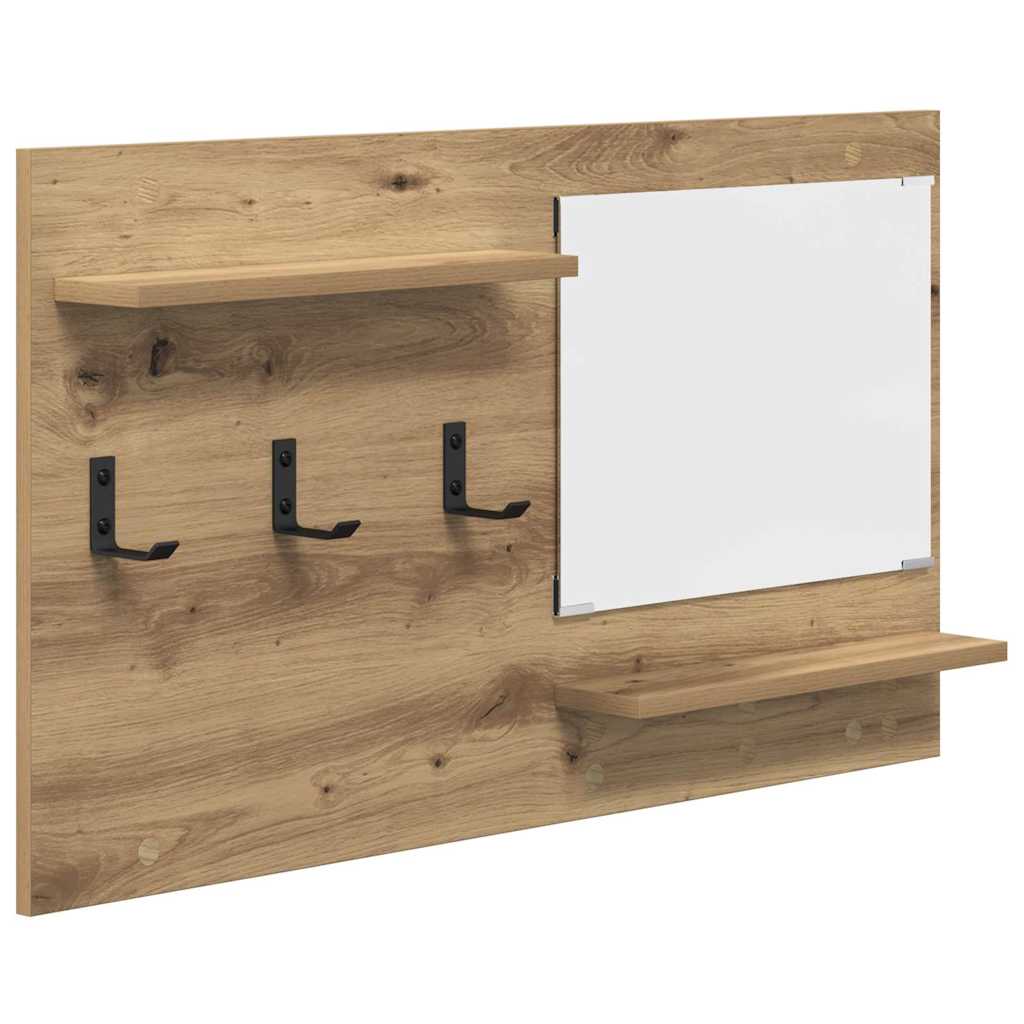 Porte-manteau mural avec miroir chêne artisanal 90 x 10 x 50 cm - XIOS