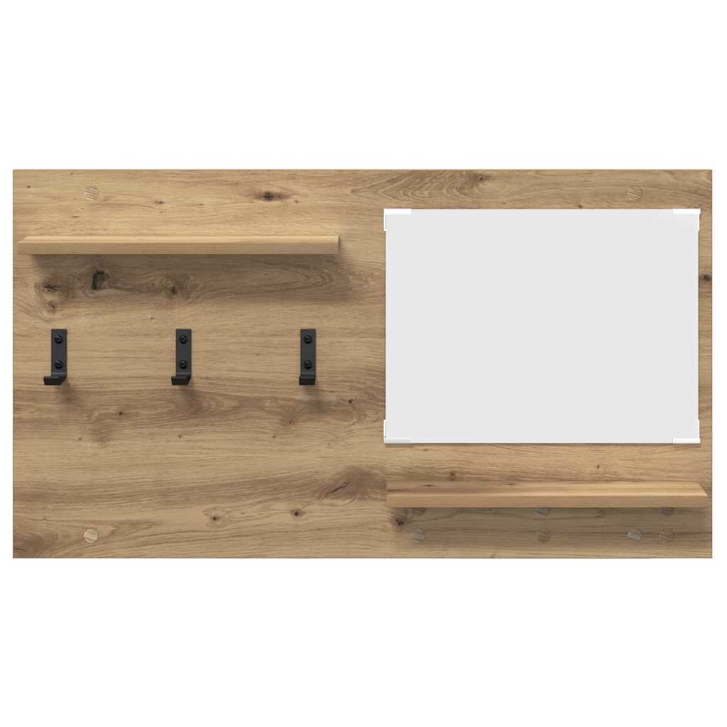 Porte-manteau mural avec miroir chêne artisanal 90 x 10 x 50 cm - XIOS