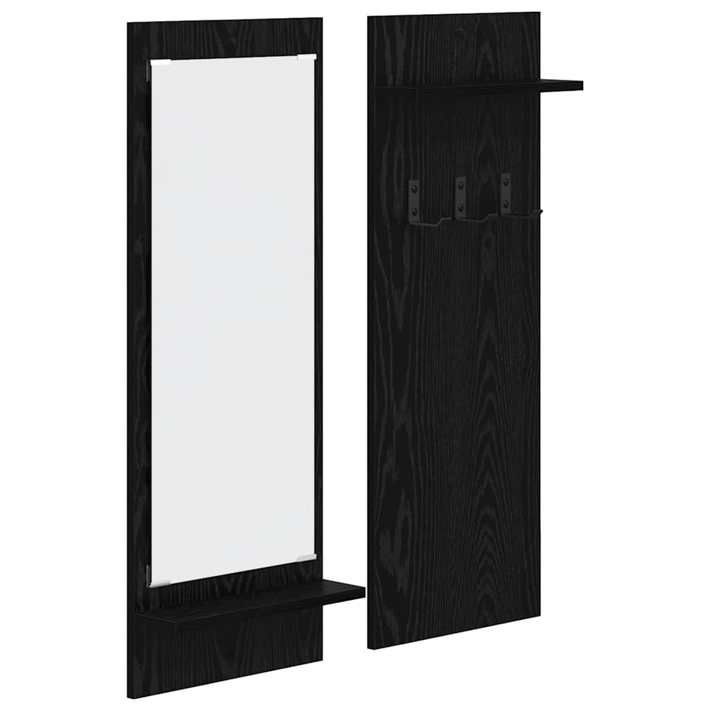 Porte-manteau mural avec étagère Chêne noir 70 x 10 x 90 cm - XIOS