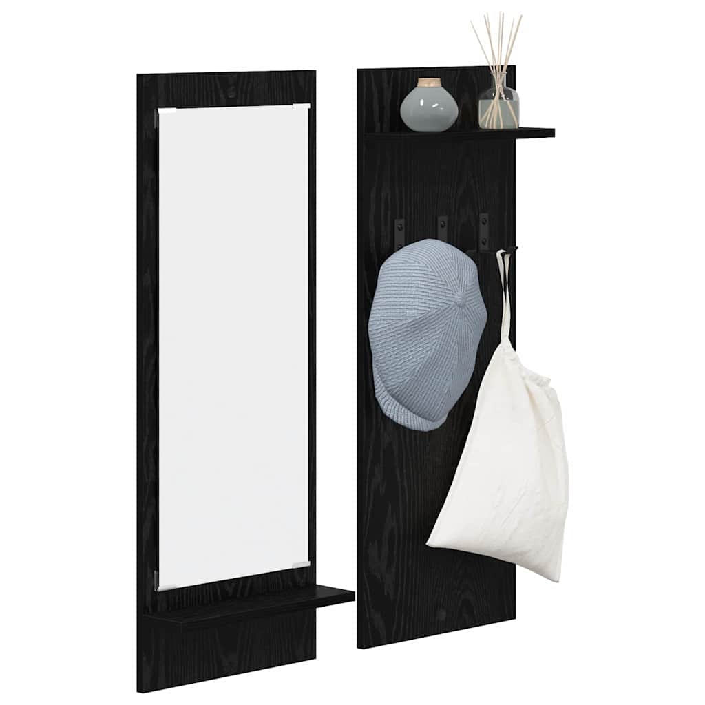 Porte-manteau mural avec étagère Chêne noir 70 x 10 x 90 cm - XIOS