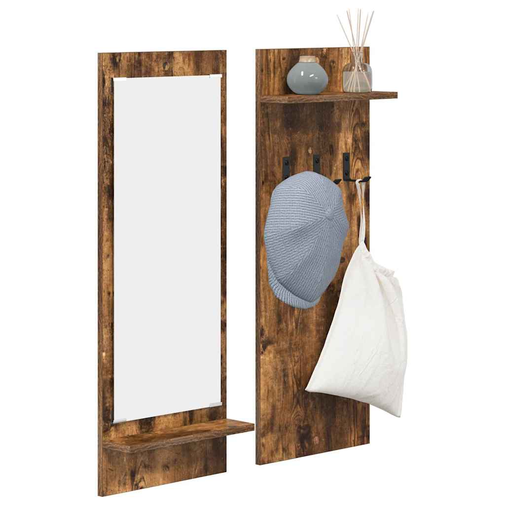 Porte-manteau mural avec étagère Chêne fumé 70 x 10 x 90 cm - XIOS