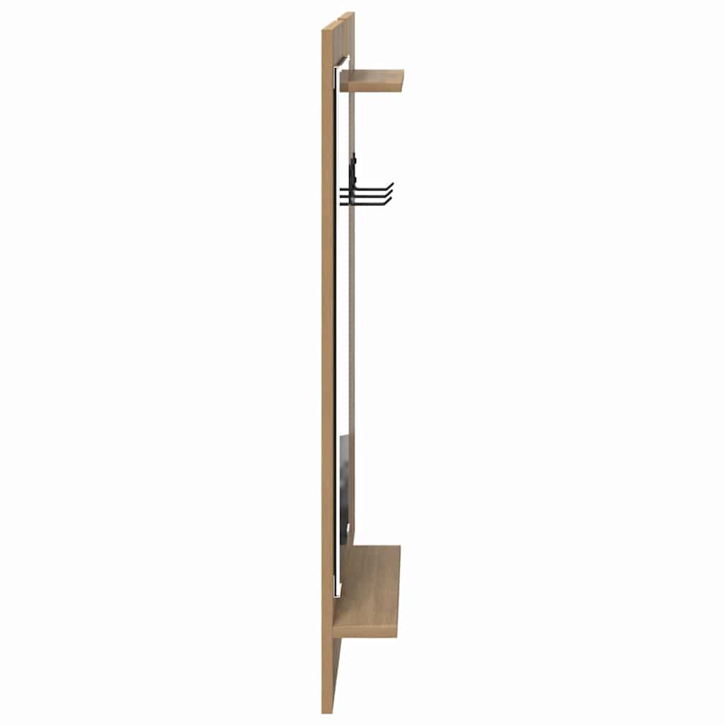 Porte-manteau mural avec miroir chêne artisanal 70 x 10 x 90 cm - XIOS