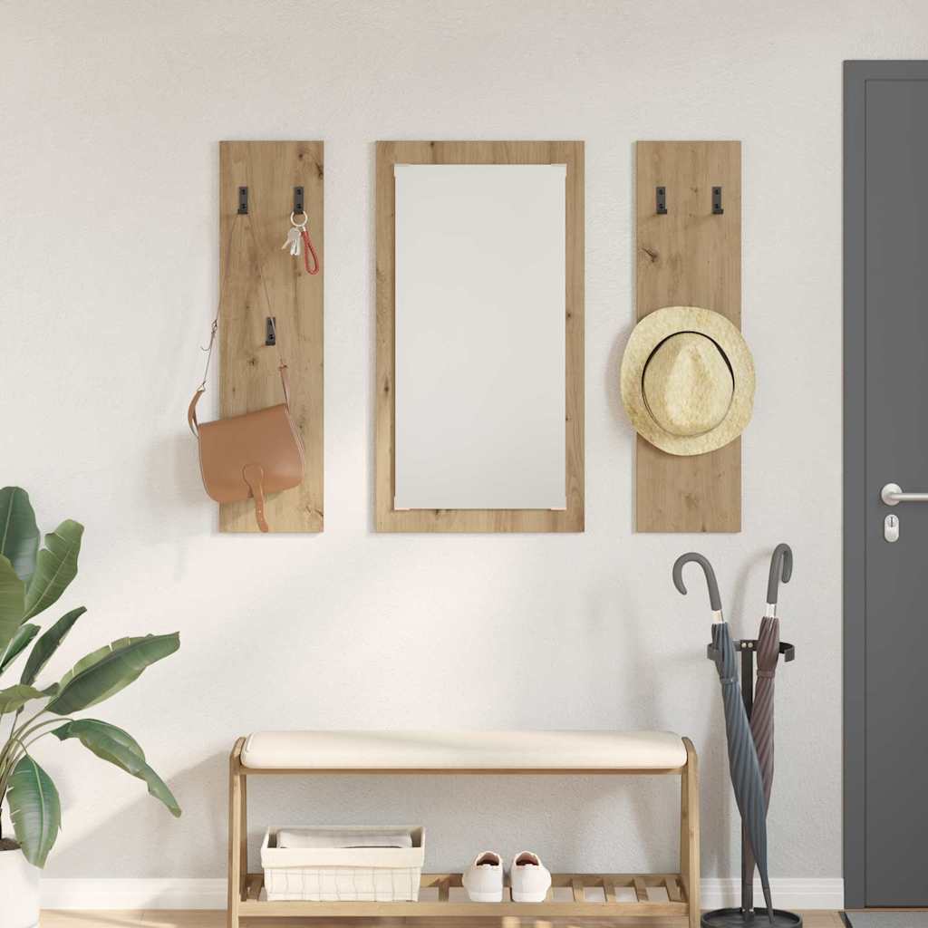 Porte-manteau mural chêne artisanal 96 x 1,5 x 90 cm - XIOS