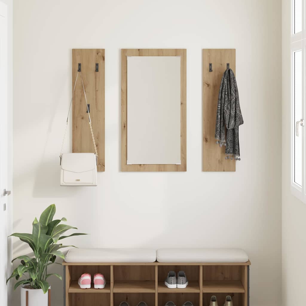 Porte-manteau mural chêne artisanal 96 x 1,5 x 90 cm - XIOS