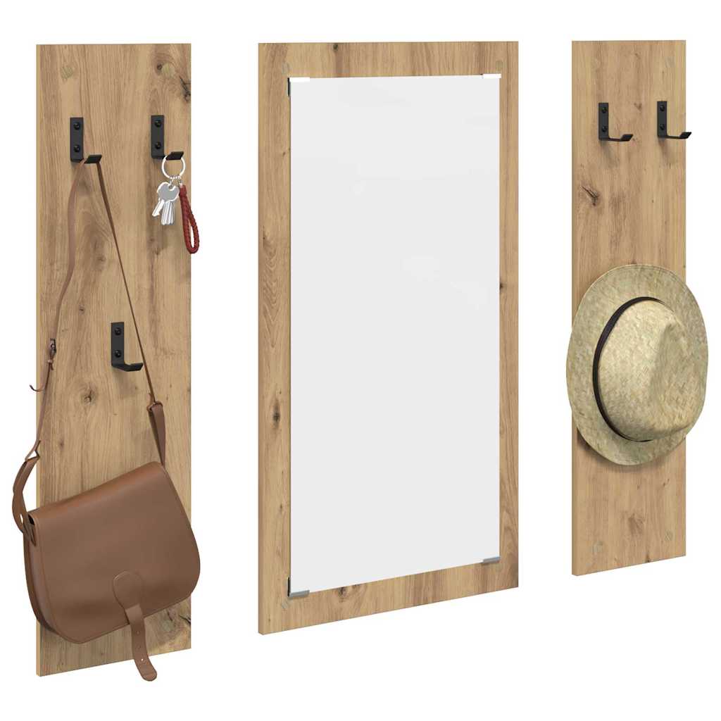 Porte-manteau mural chêne artisanal 96 x 1,5 x 90 cm - XIOS