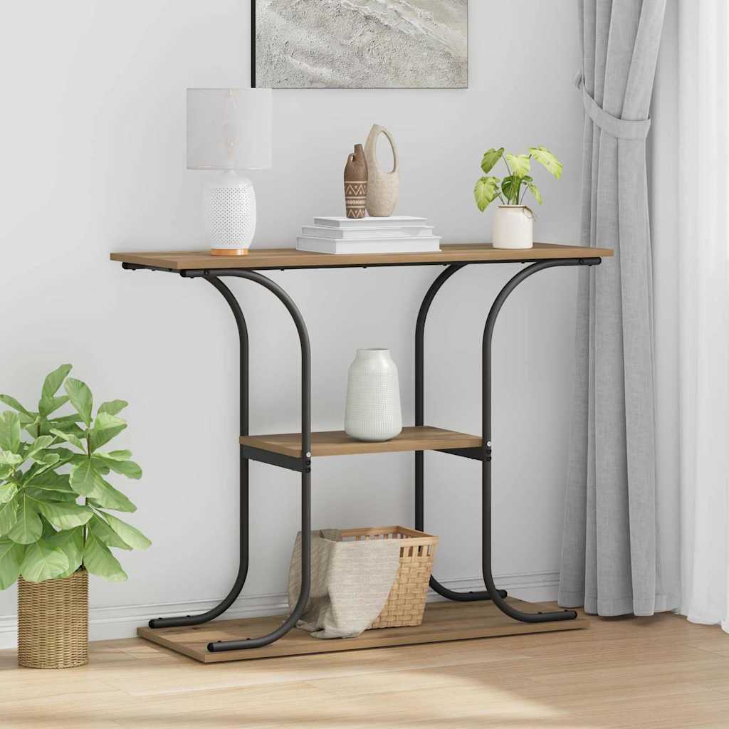 Table console avec étagère chêne artisanal 101 x 35 x 80.5 cm - XIOS