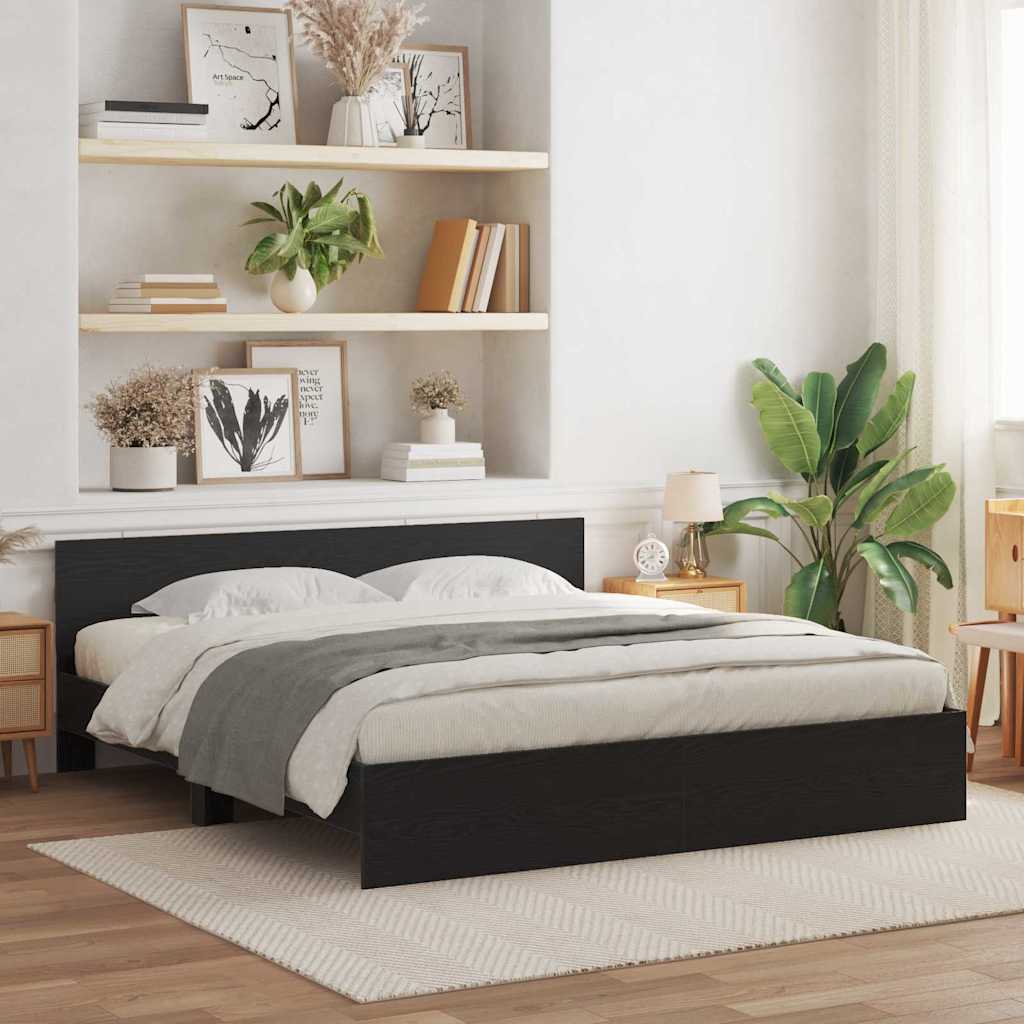 Cadre de lit Chêne noir 203 x 185 x 70 cm Bois d'ingénierie - XIOS