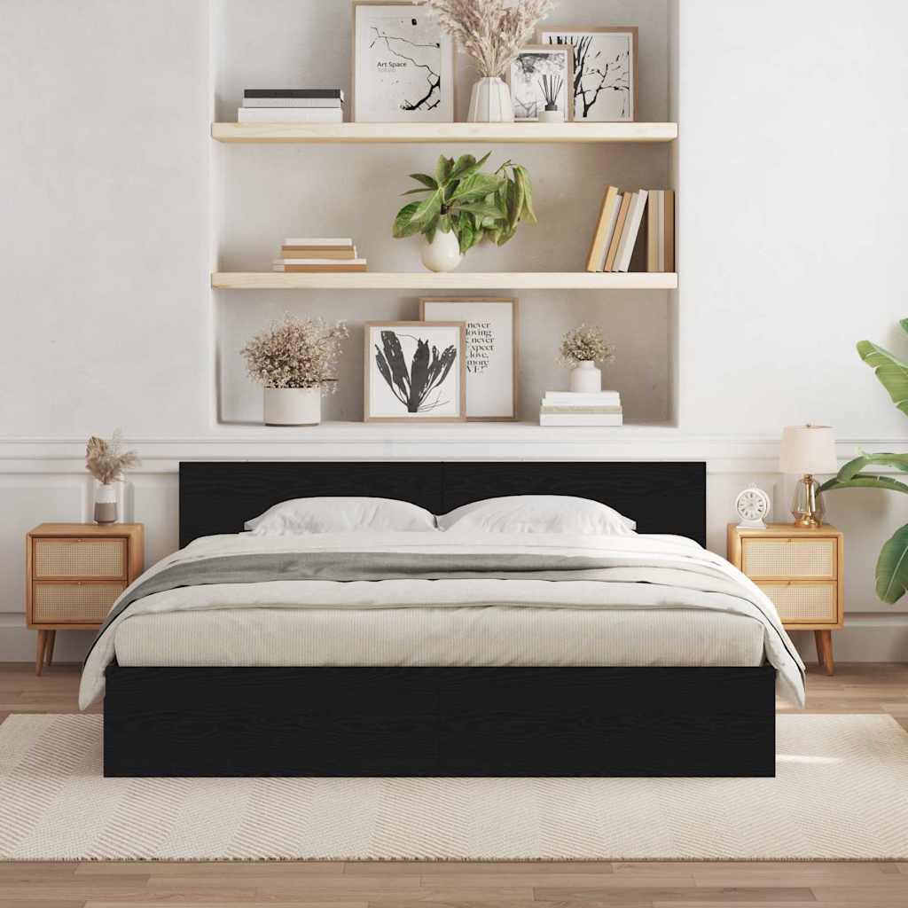 Cadre de lit Chêne noir 203 x 185 x 70 cm Bois d'ingénierie - XIOS