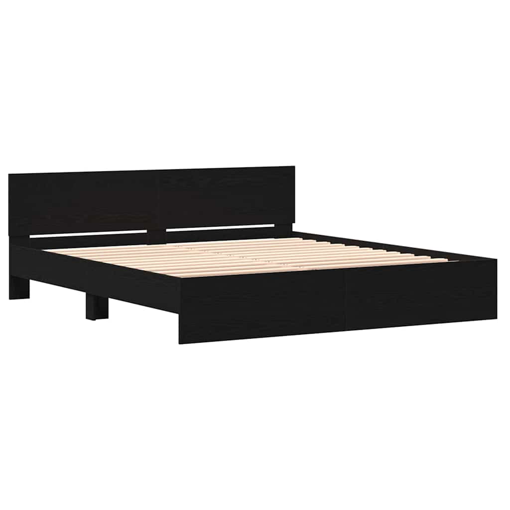 Cadre de lit Chêne noir 203 x 185 x 70 cm Bois d'ingénierie - XIOS
