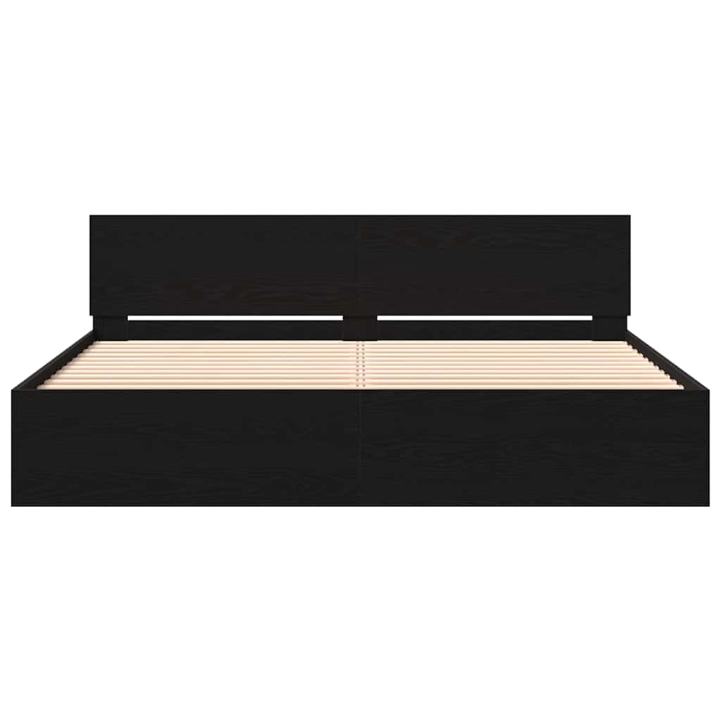Cadre de lit Chêne noir 203 x 185 x 70 cm Bois d'ingénierie - XIOS