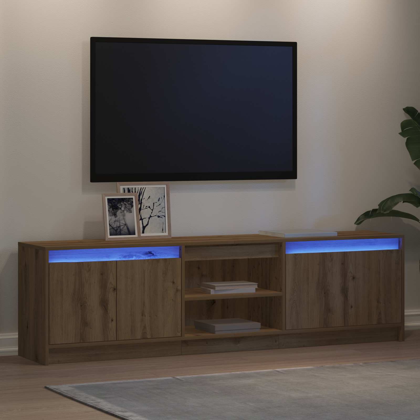 Unites TV 2 pcs Marron 180 x 34 x 50 cm Bois d'ingénierie - XIOS