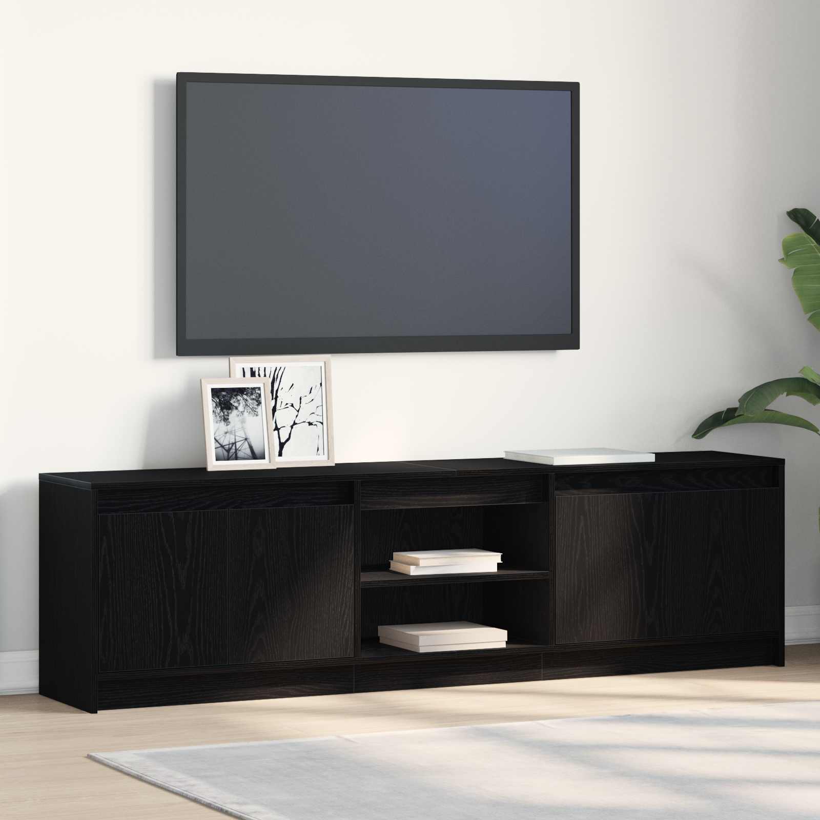 Unites TV 2 pcs Noir 180 x 34 x 50 cm Bois d'ingénierie - XIOS