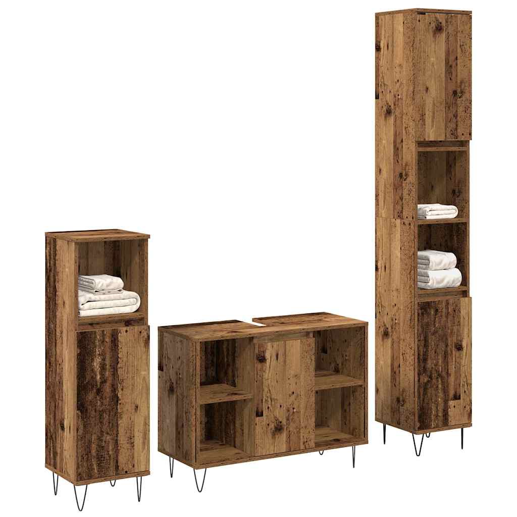 Ensemble de mobilier de salle de bain 3 pc Bois Ancien