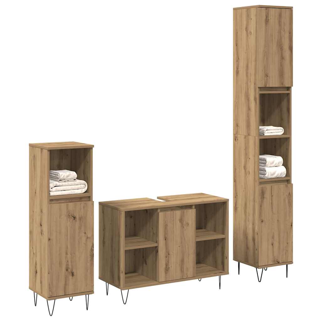 Ensemble de mobilier de salle de bain 3 pc Chêne artisanal