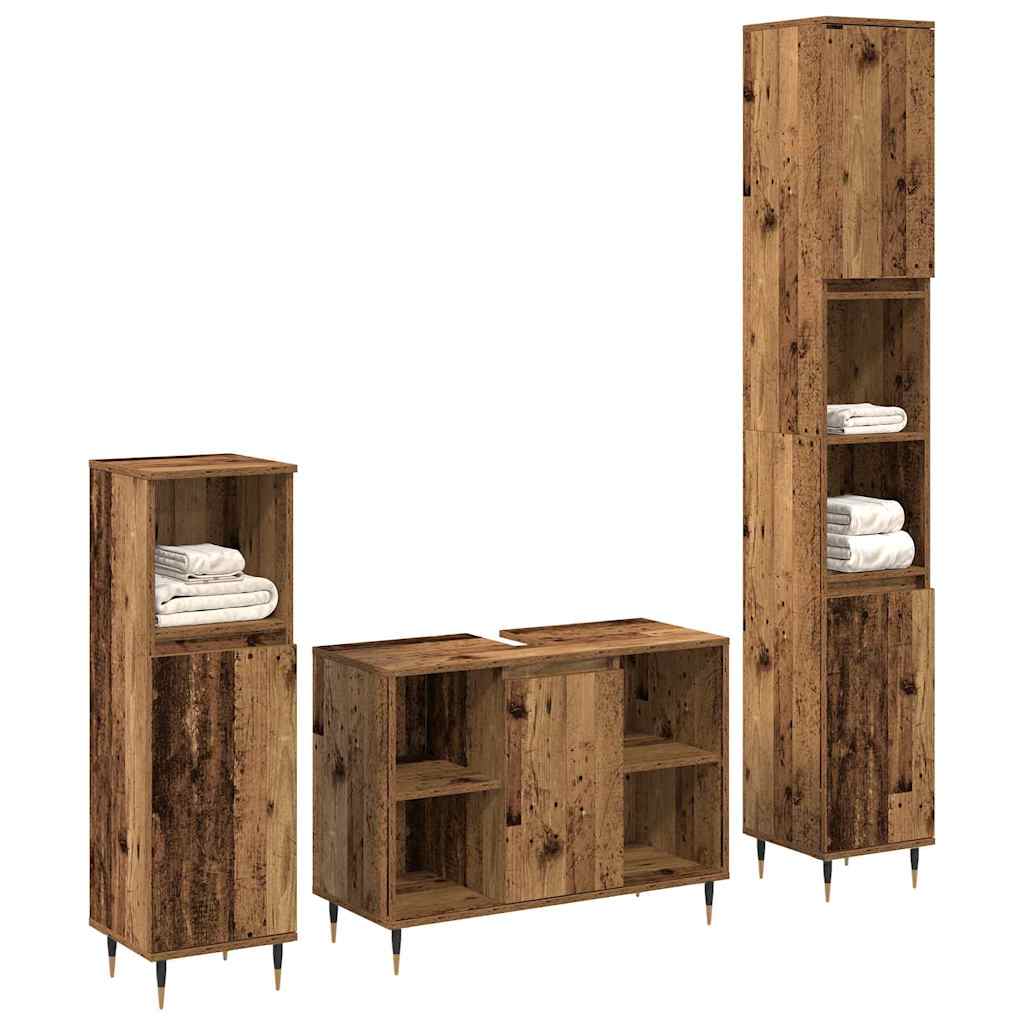 Ensemble de mobilier de salle de bain 3 pc Bois Ancien