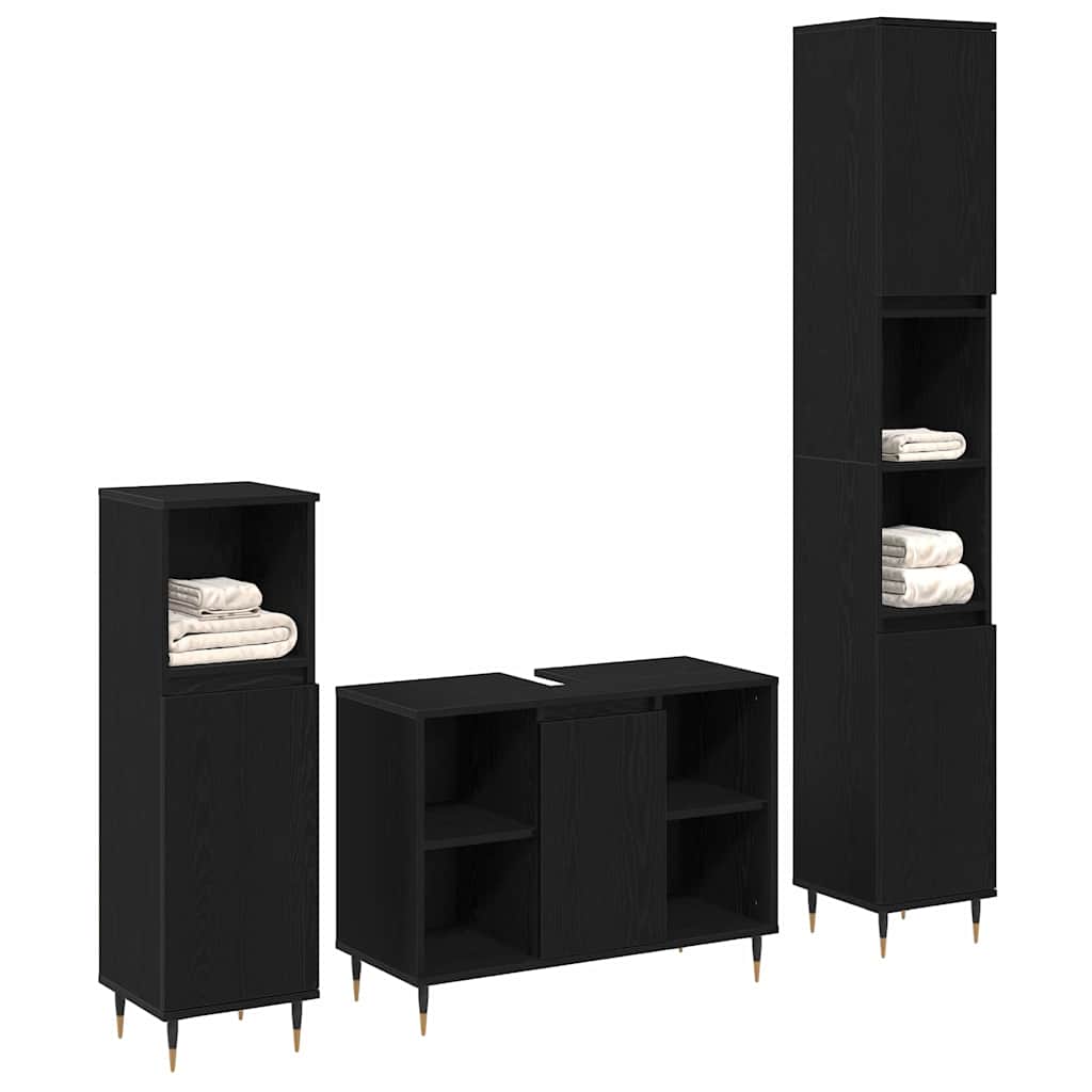 Ensemble de mobilier de salle de bain 3 pc Chêne noir