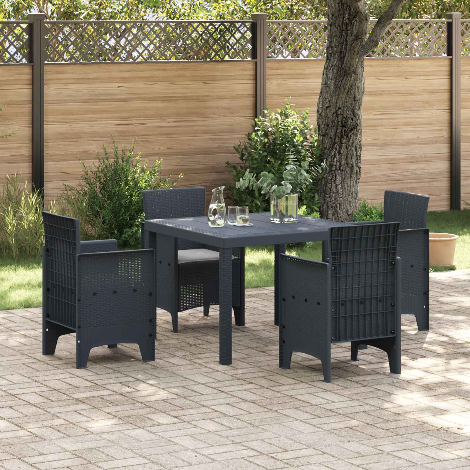 Ensemble de salle à manger pour jardin 5 pcs Anthracite - XIOS