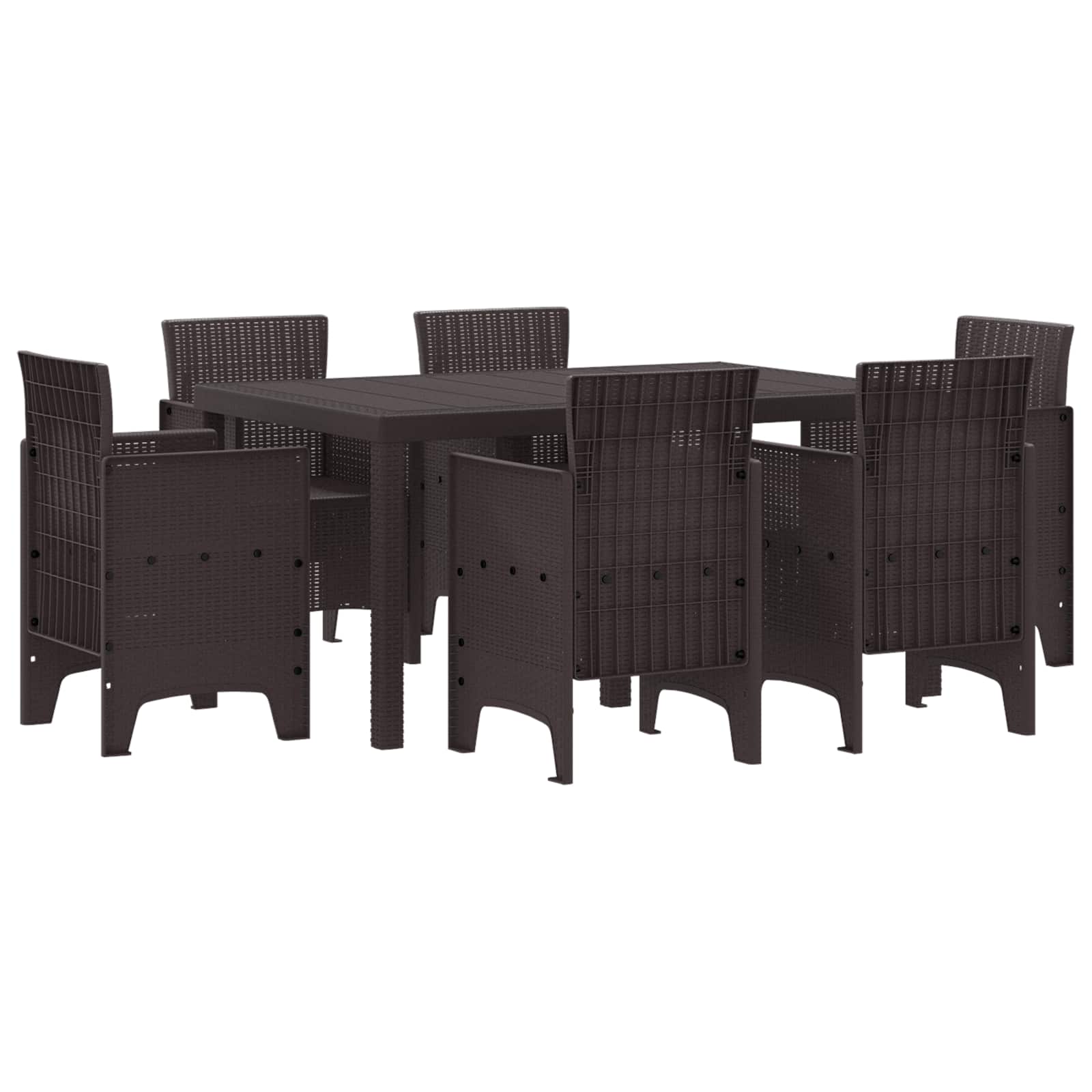 Ensemble de salle à manger pour jardin 7 pc Marron Rattan Polt