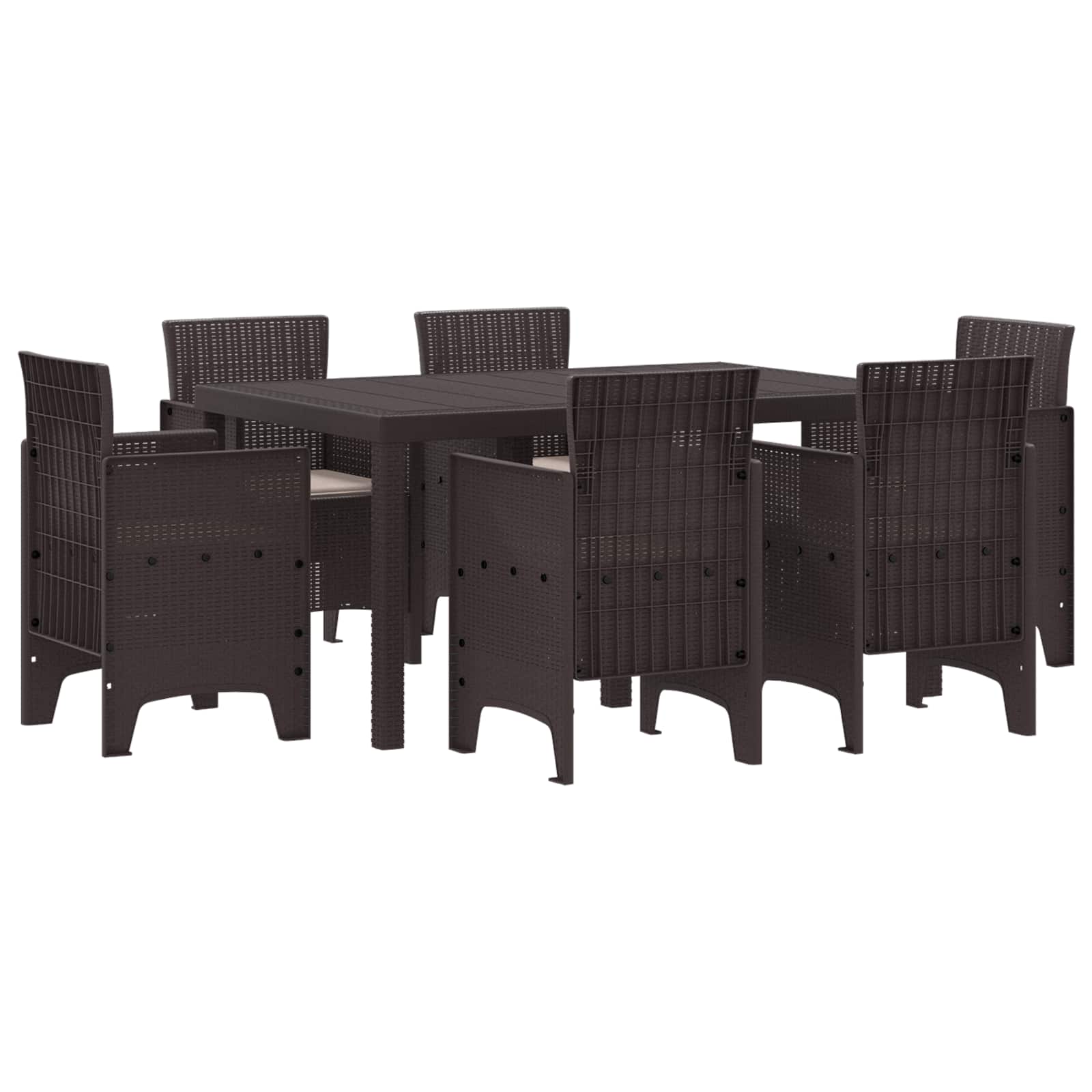 Ensemble de salle à manger pour jardin 7 pcs Marron Rattan Polt - XIOS