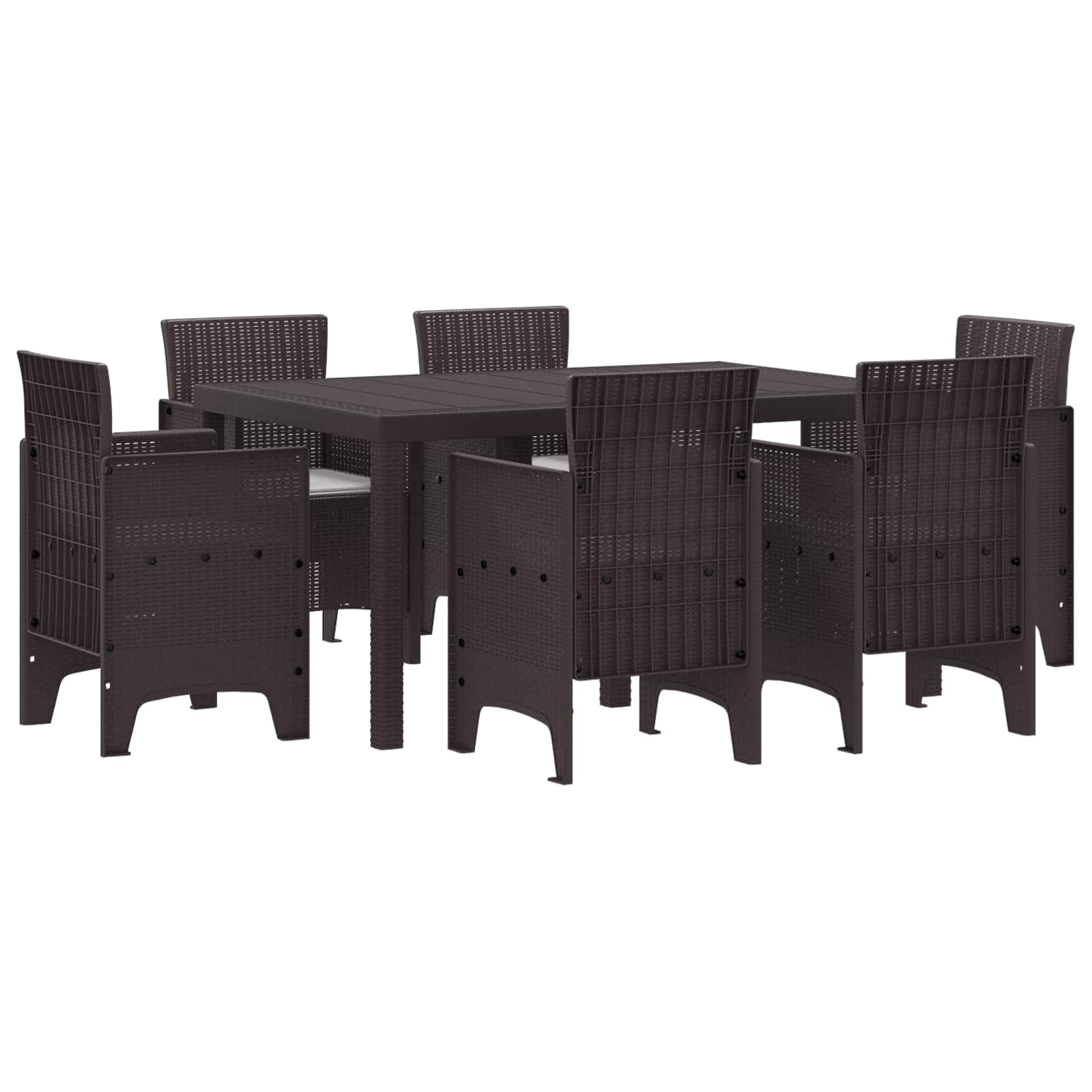 Ensemble de salle à manger pour jardin 7 pcs Marron Rattan Polt - XIOS