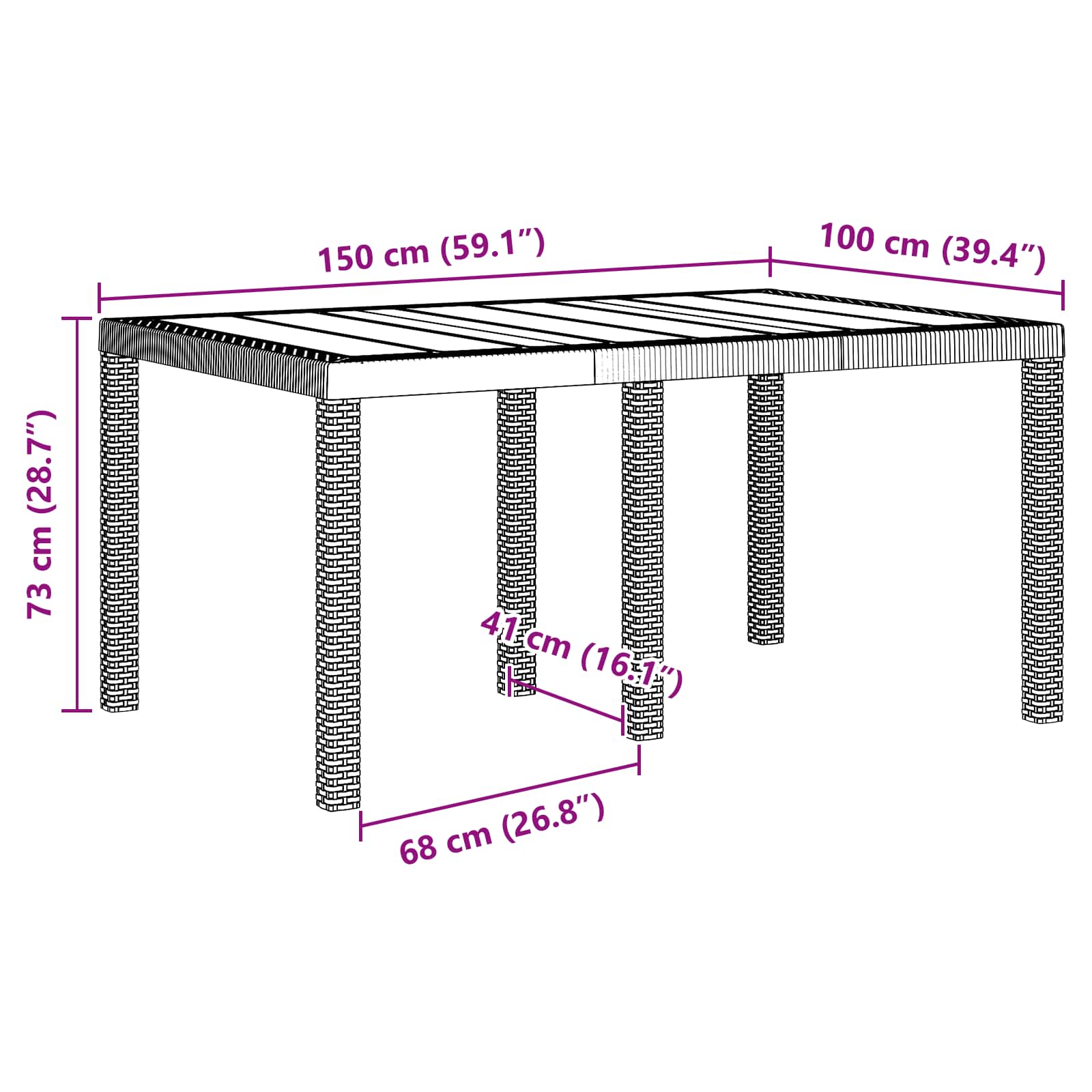 Ensemble de salle à manger pour jardin 7 pcs Marron Rattan Polt - XIOS