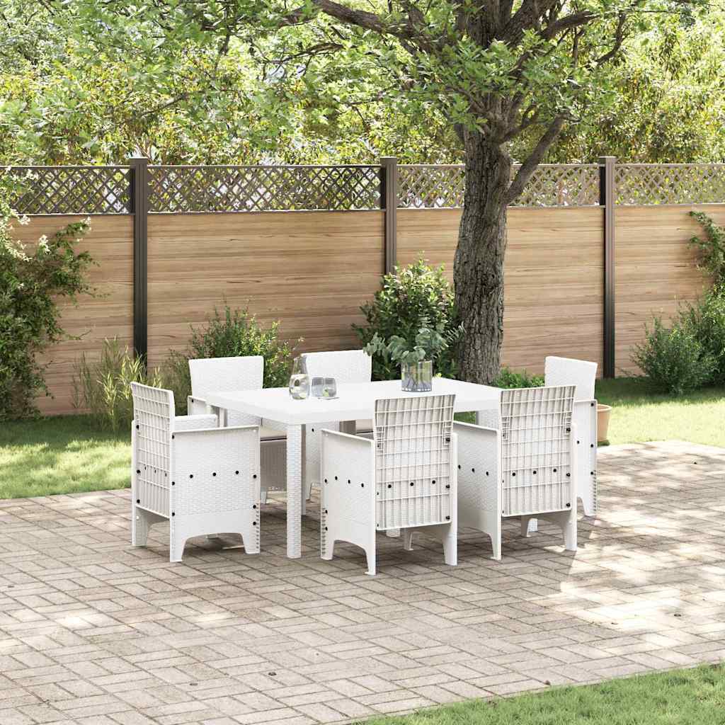 Ensemble de salle à manger pour jardin 7 pc Blanc Rattan Polt