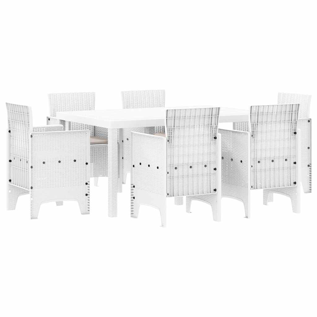 Ensemble de salle à manger pour jardin 7 pc Blanc Rattan Polt