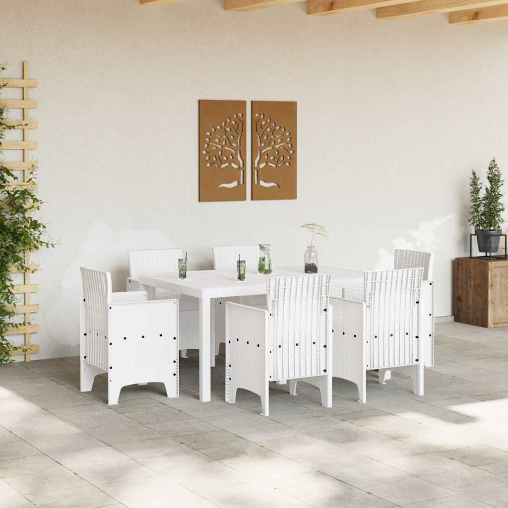 Ensemble de salle à manger pour jardin 7 pc Blanc Rattan Polt