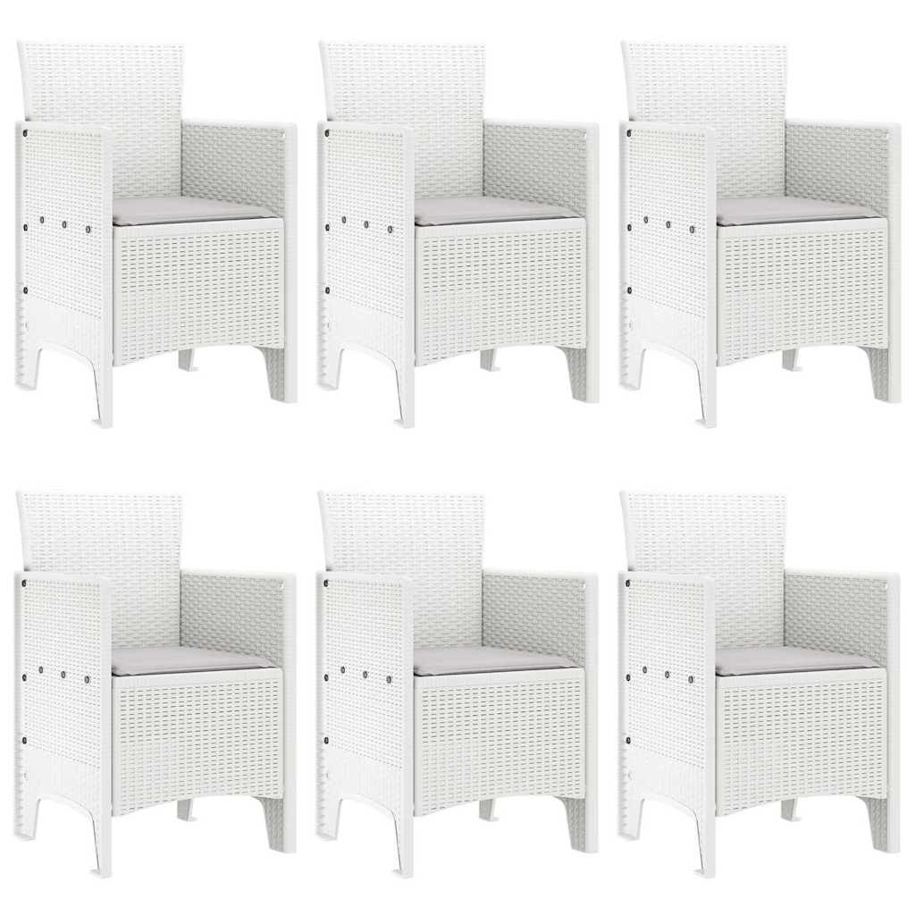 Ensemble de salle à manger pour jardin 7 pc Blanc Rattan Polt