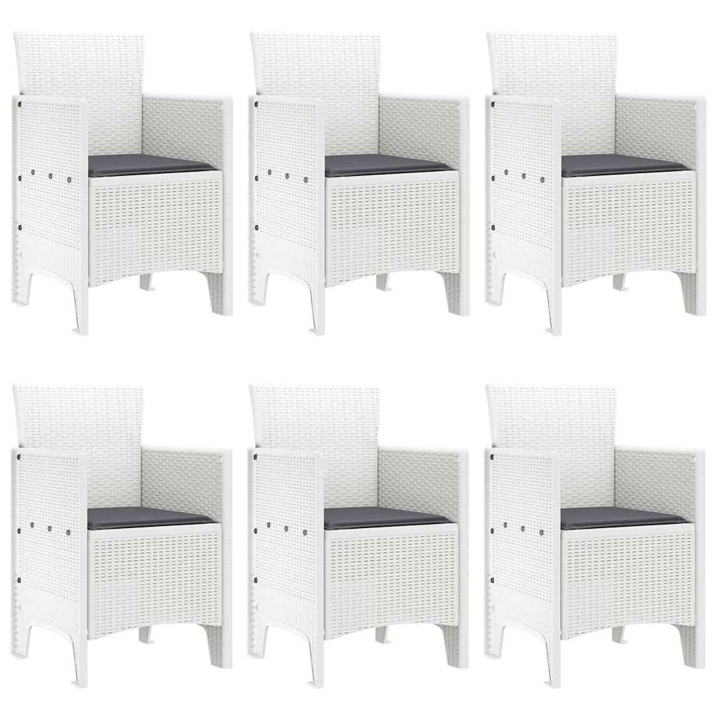 Ensemble de salle à manger pour jardin 7 pc Blanc Rattan Polt