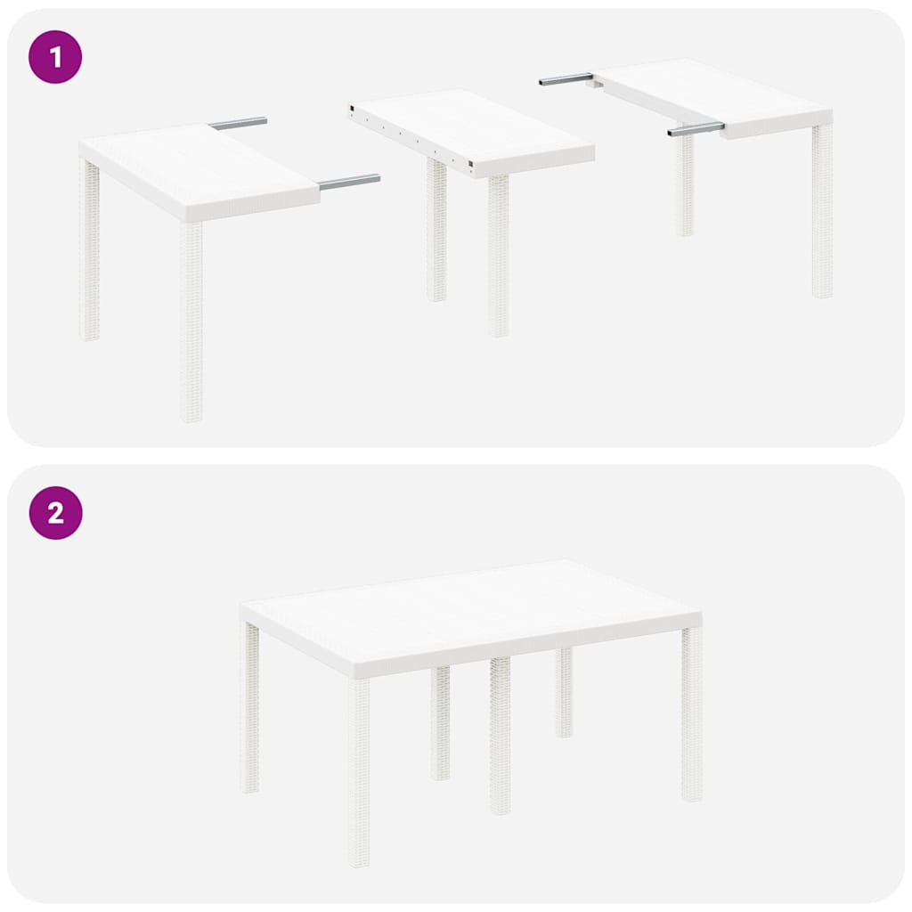 Ensemble de salle à manger pour jardin 7 pc Blanc Rattan Polt