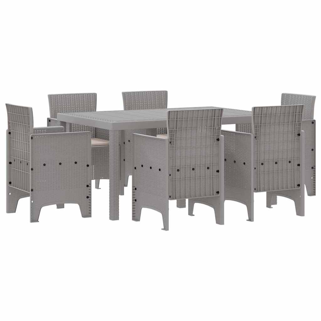 Ensemble de salle à manger pour jardin 7 pc Gris clair