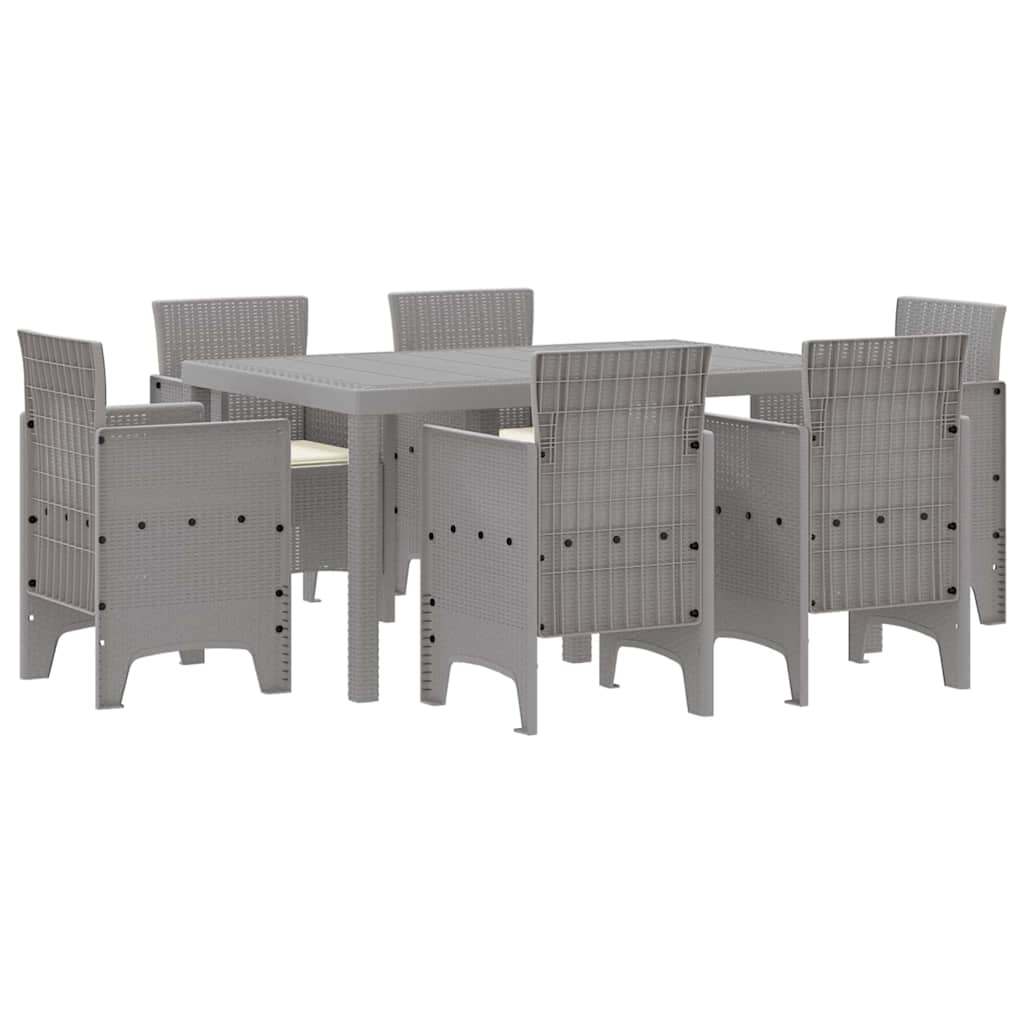 Ensemble de salle à manger pour jardin 7 pc Gris clair