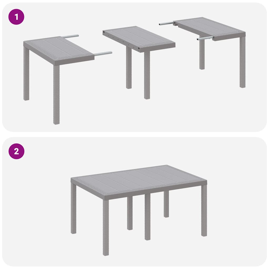 Ensemble de salle à manger pour jardin 7 pc Gris clair