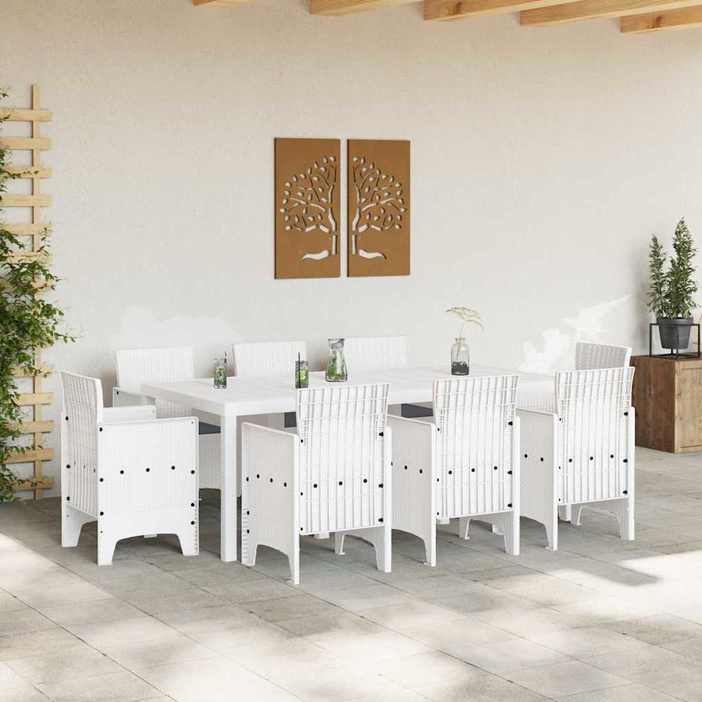 Ensemble de salle à manger pour jardin 9 pcs Blanc - XIOS