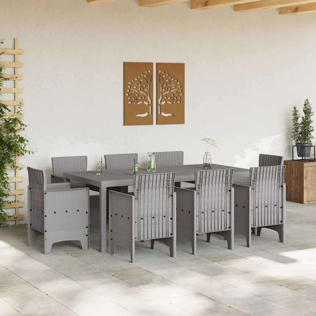 Ensemble de salle à manger pour jardin 9 pcs Gris clair - XIOS