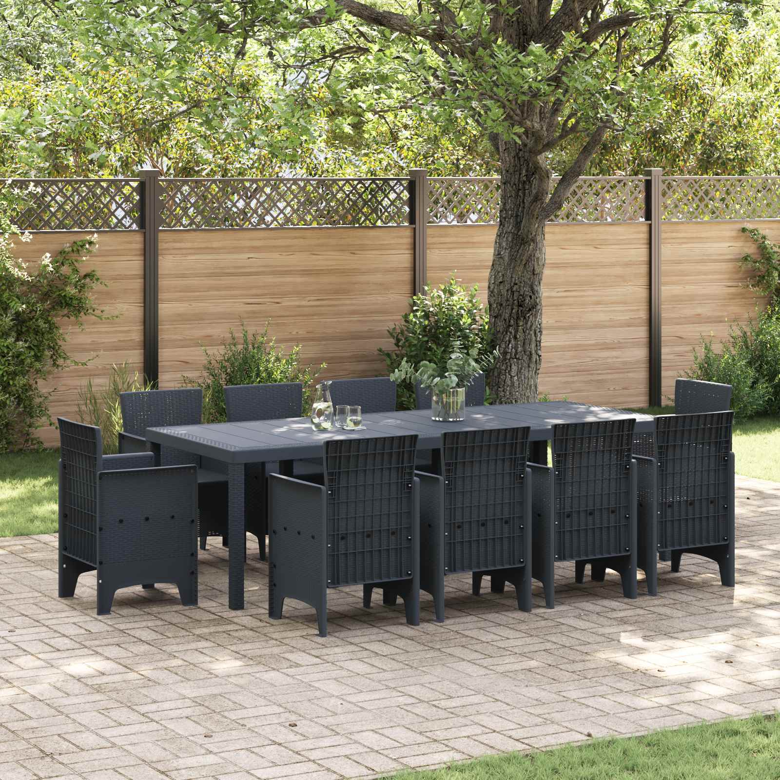 Ensemble de salle à manger pour jardin 11 pcs Anthracite - XIOS