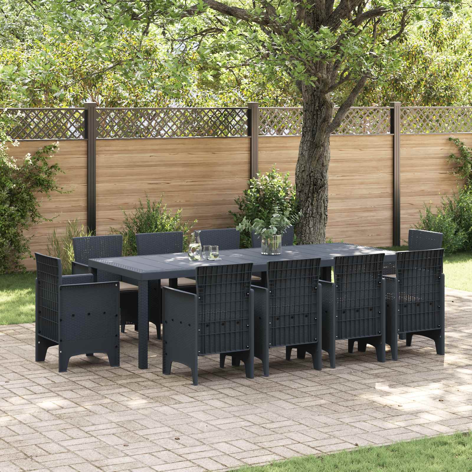 Ensemble de salle à manger pour jardin 11 pcs Anthracite - XIOS