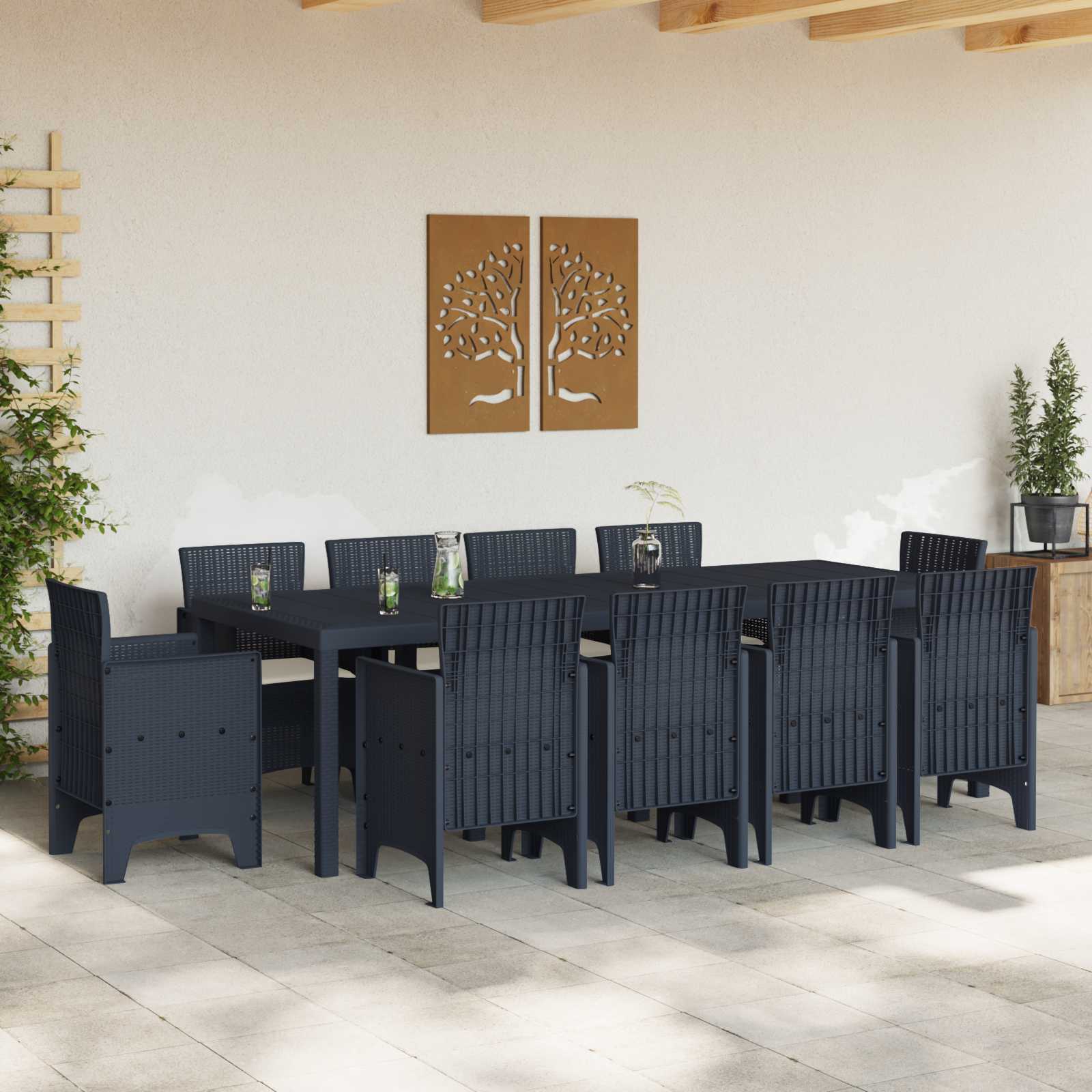 Ensemble de salle à manger pour jardin 11 pcs Anthracite - XIOS