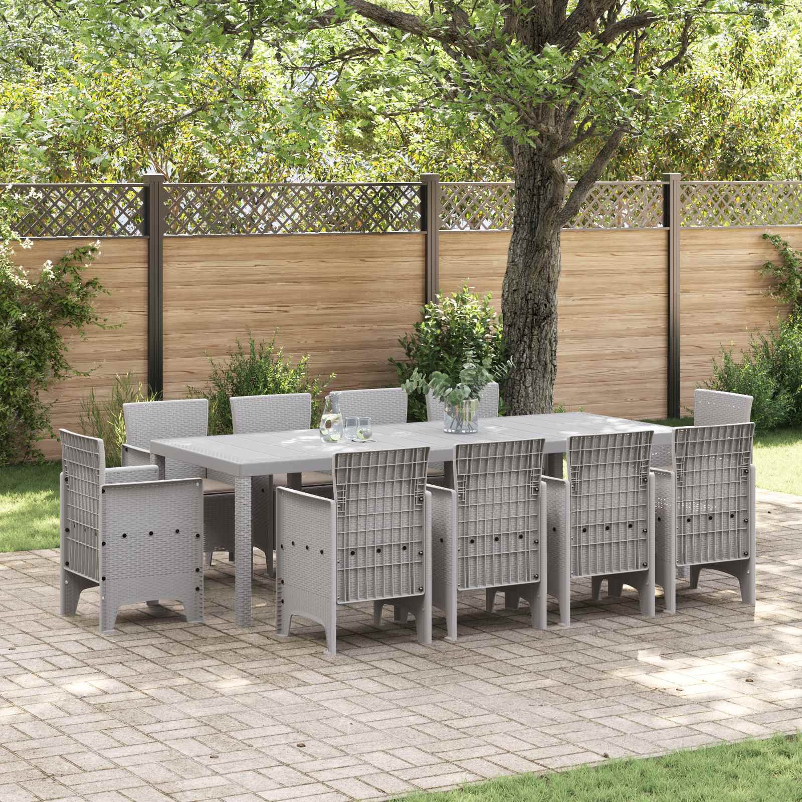 Ensemble de salle à manger pour jardin 11 pc Gris clair - XIOS