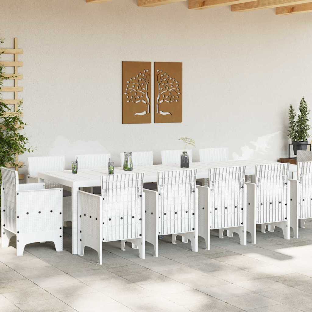 Ensemble de salle à manger pour jardin 13 pc Blanc