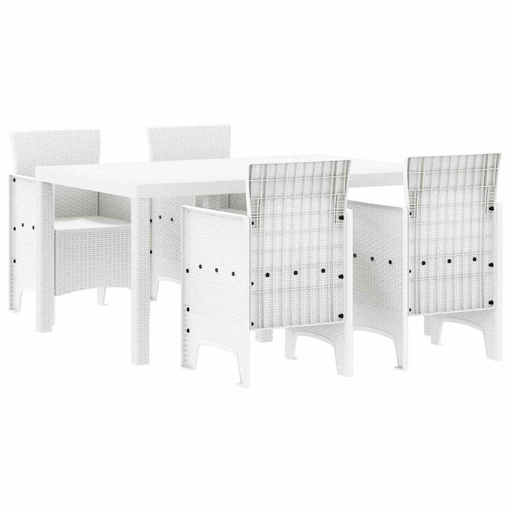 Ensemble de salle à manger pour jardin 5 pc Blanc Rattan Polt