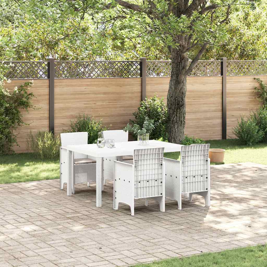 Ensemble de salle à manger pour jardin 5 pc Blanc Rattan Polt