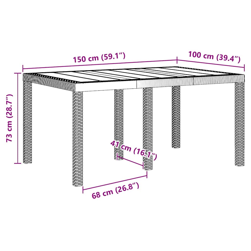 Ensemble de salle à manger pour jardin 5 pc Blanc Rattan Polt