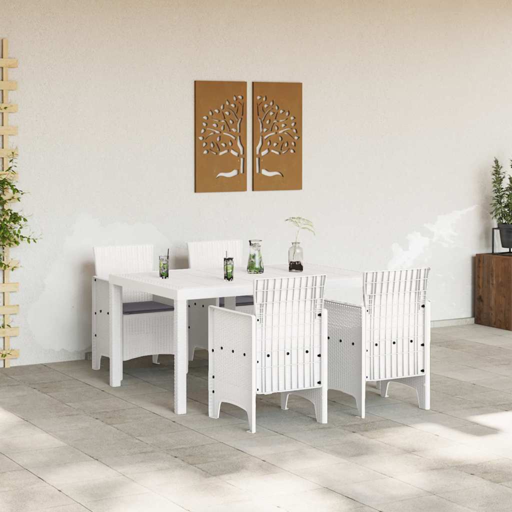 Ensemble de salle à manger pour jardin 5 pc Blanc Rattan Polt