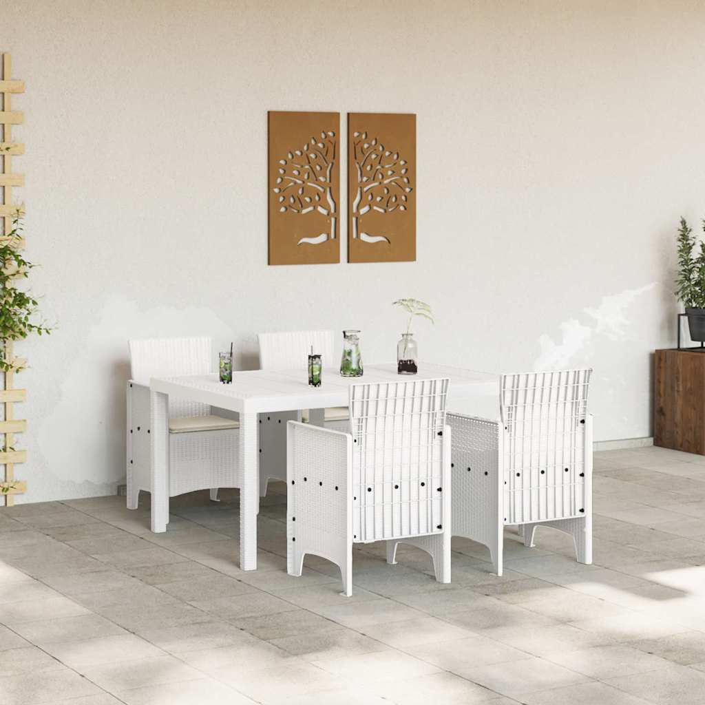 Ensemble de salle à manger pour jardin 5 pc Blanc Rattan Polt