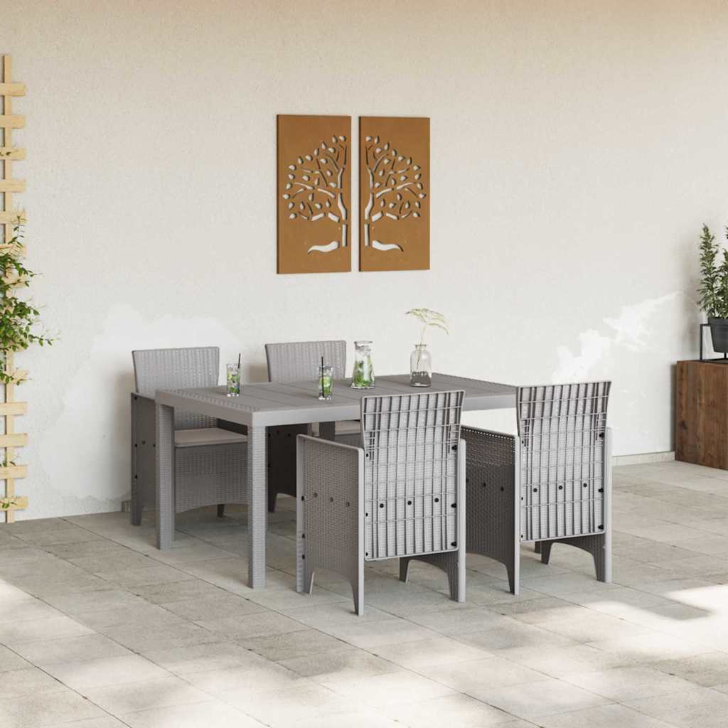 Ensemble de salle à manger pour jardin 5 pc Gris clair