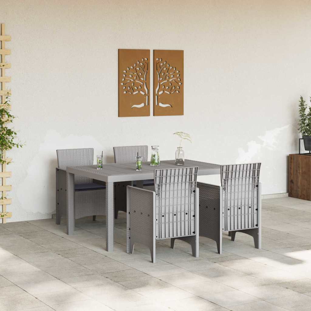 Ensemble de salle à manger pour jardin 5 pc Gris clair