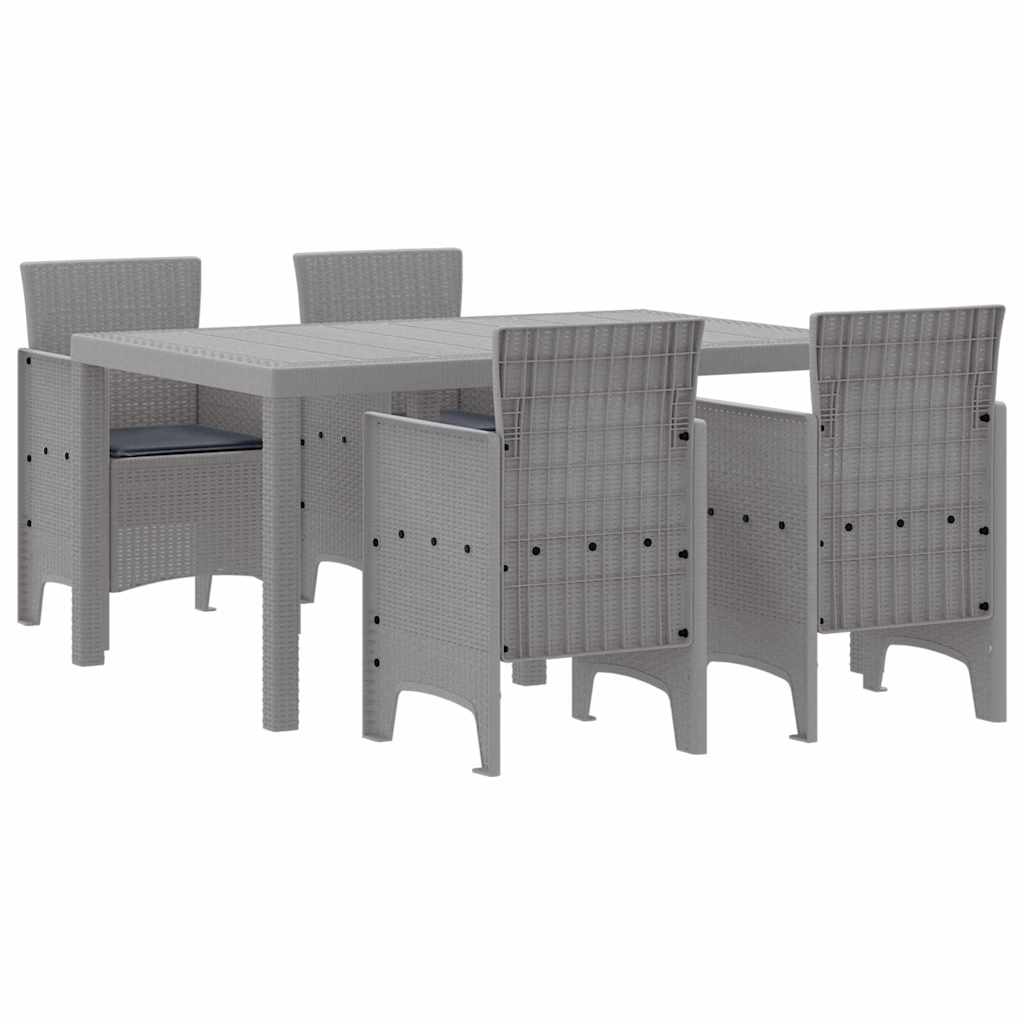 Ensemble de salle à manger pour jardin 5 pc Gris clair